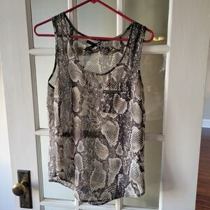 ALI & KRIS SNAKEPRINT ZIP POCKET TEE TANK TOP LARGE GREY, Casual Summery